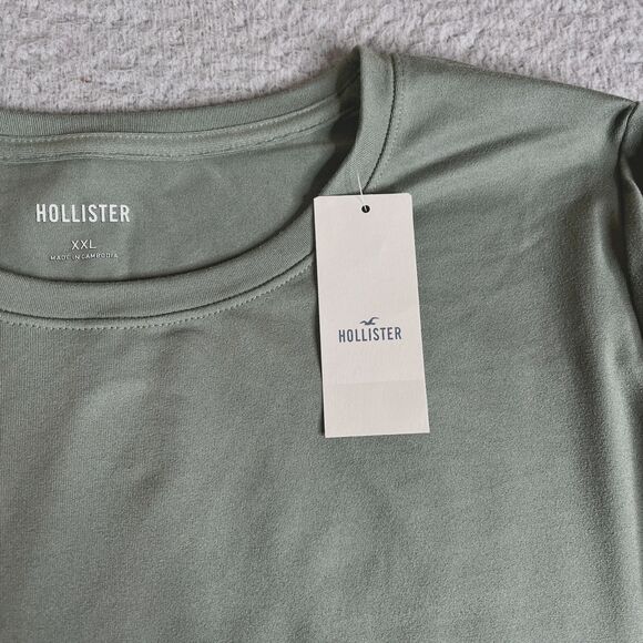 Hollister Crop T-Shirt Womans XXL Green Long Sleeve Stretch - Picture 3 of 12